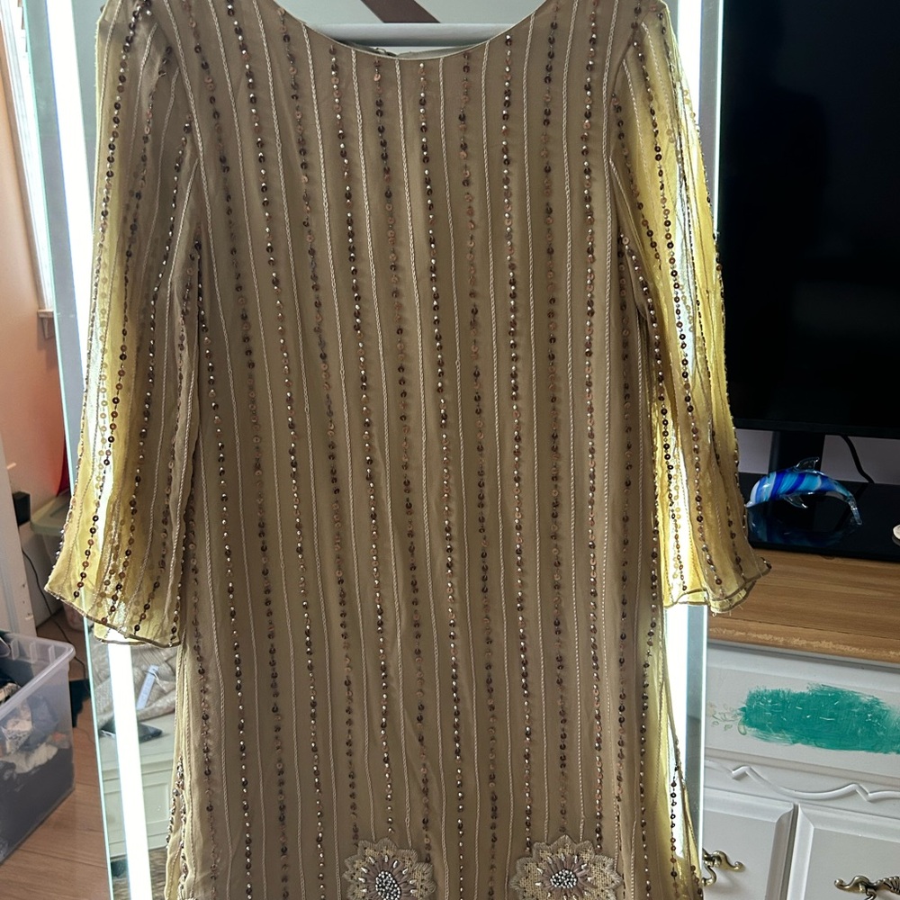 Alice + Olivia Gold Long Sleeve Dress